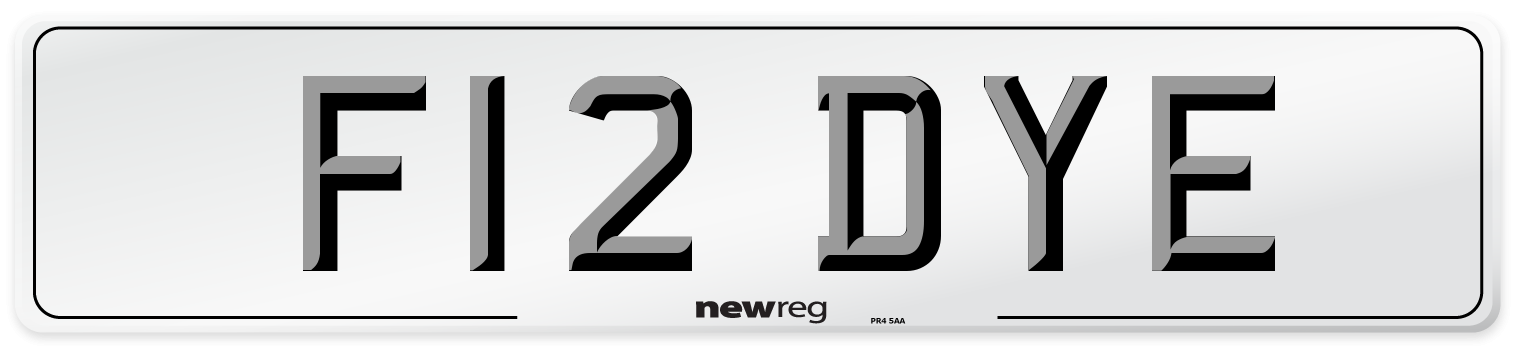 F12 DYE Number Plate from New Reg